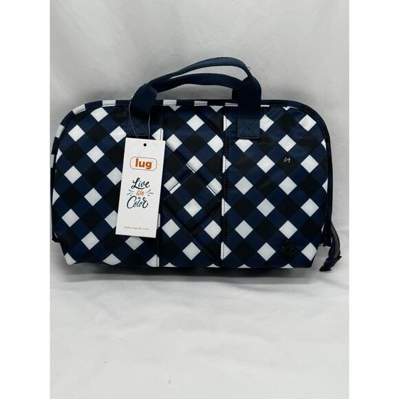 LUG FLASH SE Cosmetic Case Black And Blue Plaid Travel Makeup Toiletries NWT - Picture 1 of 10